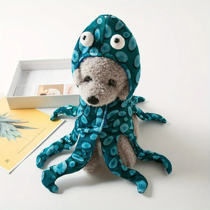 Octopus Hoodie Costume for Small Dogs & Cats — Warm Pajamas for Halloween & Christmas