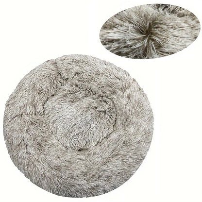 Round Plush Pet Bed — Washable Warm Basket for Dogs & Cats, 6 Sizes