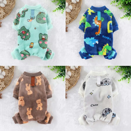 Fleece Dog & Cat Jumpsuit with Leash Ring | Soft Warm Autumn Winter Coat for Puppies to Large Dogs