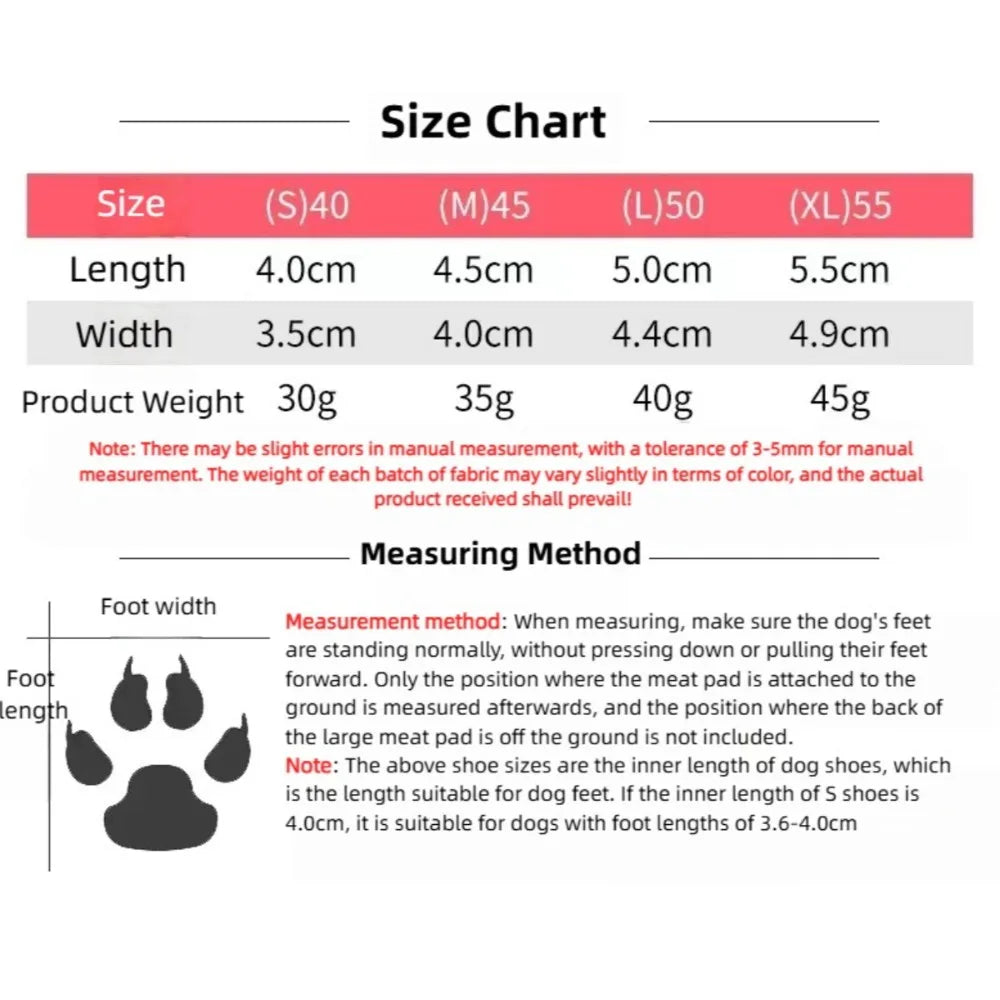 Winter Anti-Slip Dog Boots | Set of 4 for Small & Medium Dogs & Cats