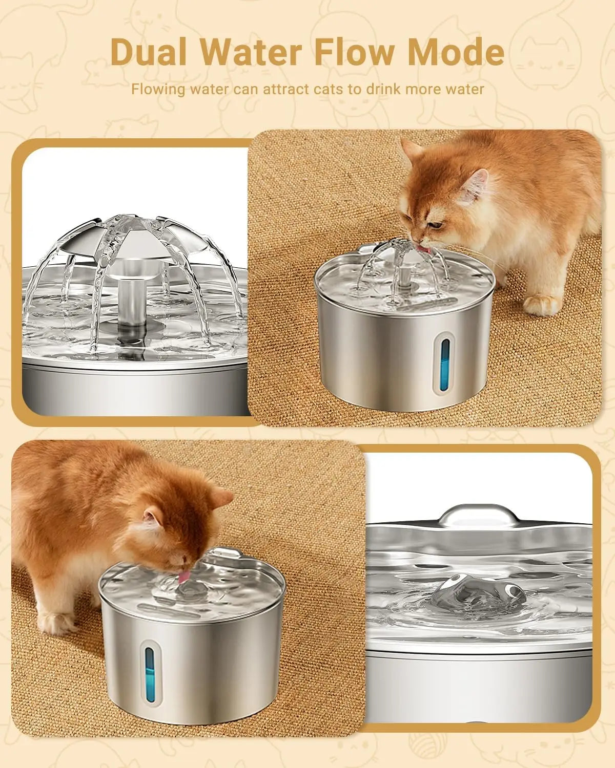 2.2L Stainless Steel Smart Pet Water Fountain