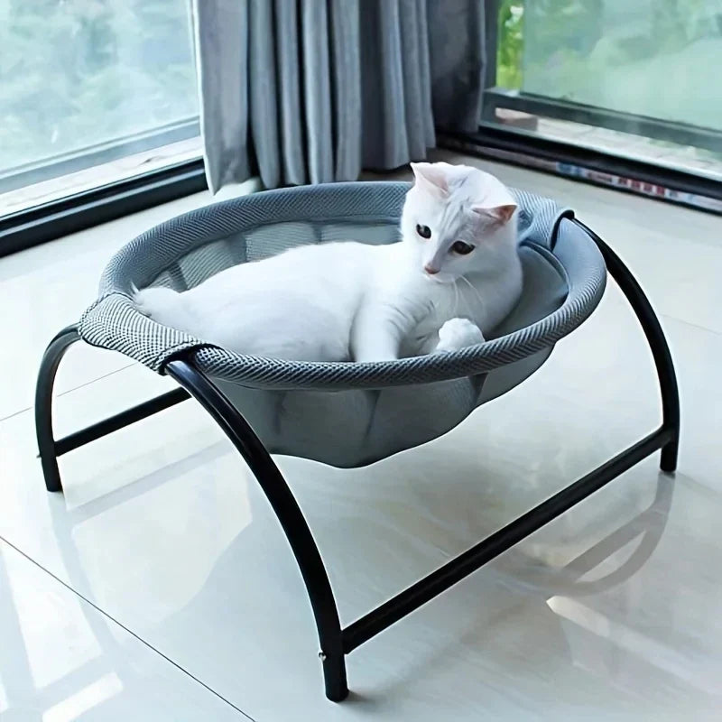 Elevated Pet Hammock Bed - Free-Standing Metal Frame with Breathable Fabric