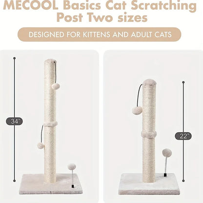 34-Inch Sisal Cat Scratching Post with Hanging Ball Toy