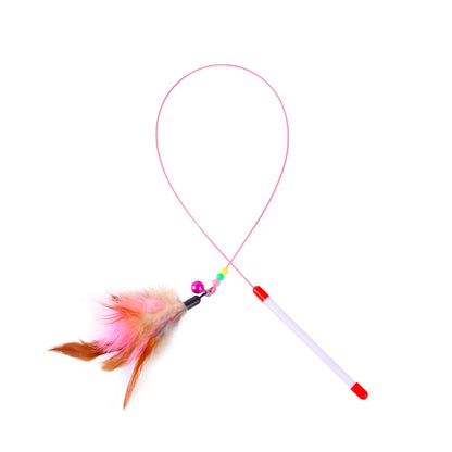 Interactive Feather Wand Cat Toy - Wire Teaser Stick