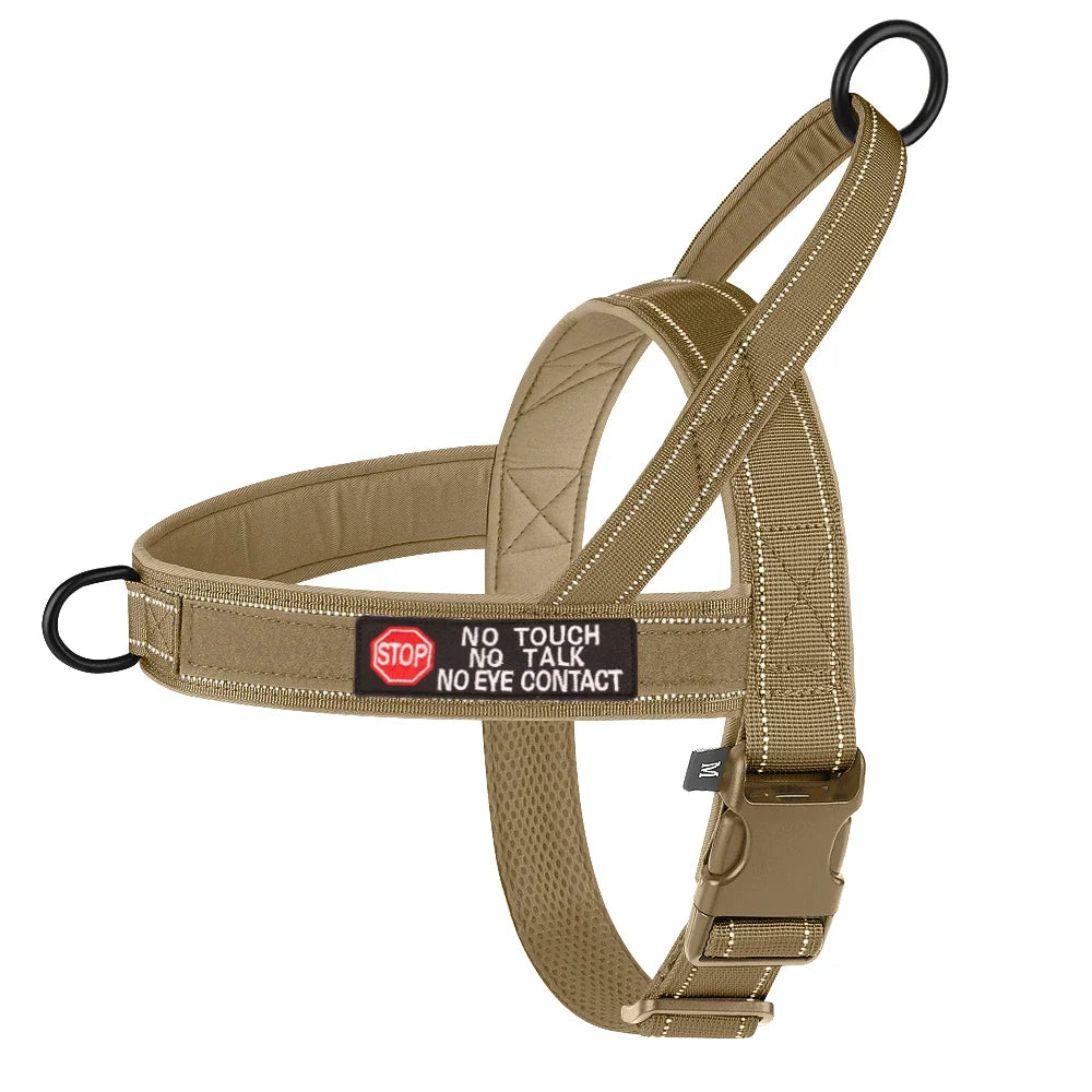 Tactical No-Pull Dog Harness - Reflective Nylon Vest for Training
