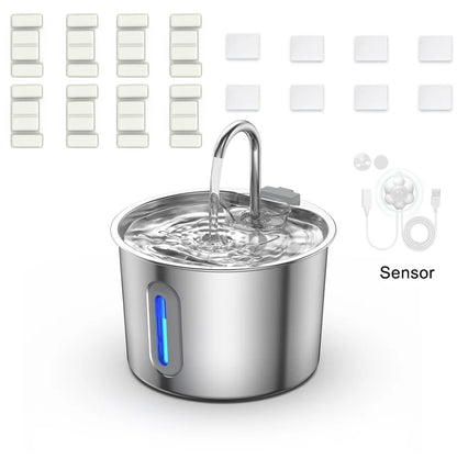2.2L Stainless Steel Automatic Pet Water Dispenser with Water Level Window