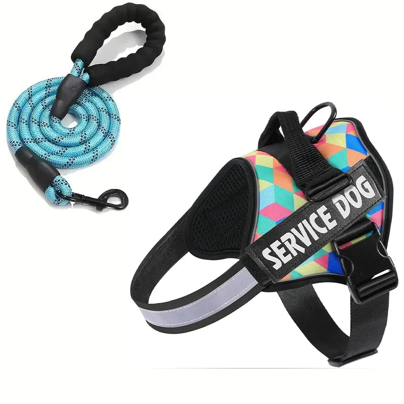 Reflective Adjustable Dog Chest Harness & Walking Lead for Large Dogs