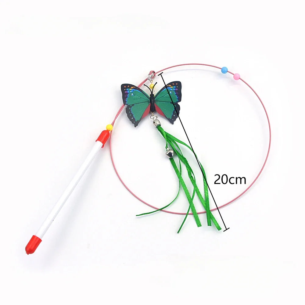 Interactive Feather Wand Cat Toy - Wire Teaser Stick for Kittens