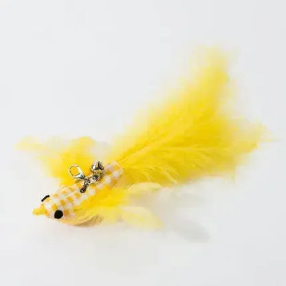Interactive Bird Feather Wand Cat Toy with Bell - Teaser Stick for Kittens