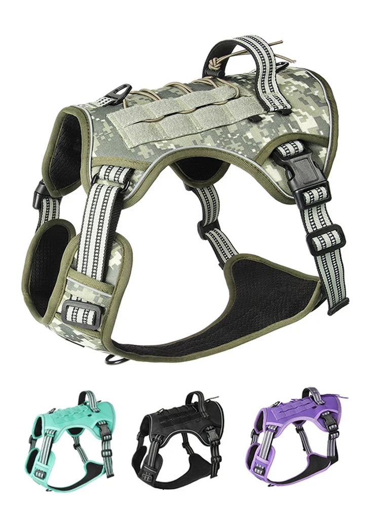 No-Pull Reflective Tactical Dog Harness Vest