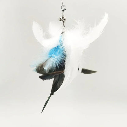 Interactive Bird Feather Wand Cat Toy with Bell - Teaser Stick for Kittens