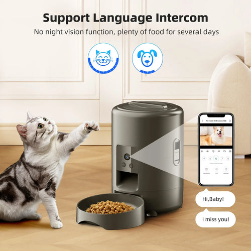 2L Automatic Pet Feeder with Camera — App-Controlled Timed Food Dispenser for Cats & Dogs