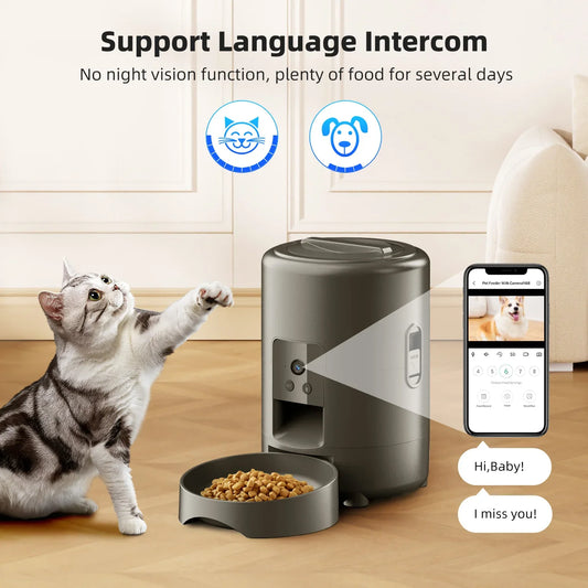 2L Automatic Pet Feeder with Camera — App-Controlled Timed Food Dispenser for Cats & Dogs