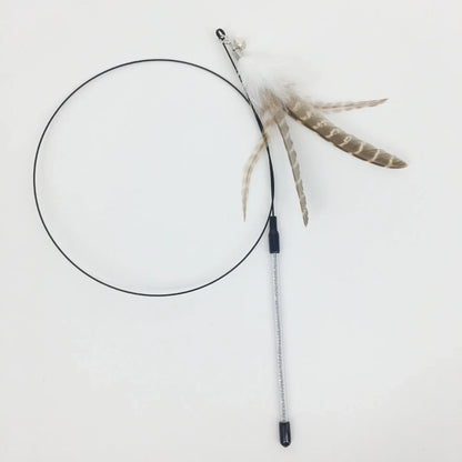 Interactive Feather Wand Cat Toy - Wire Teaser Stick for Kittens