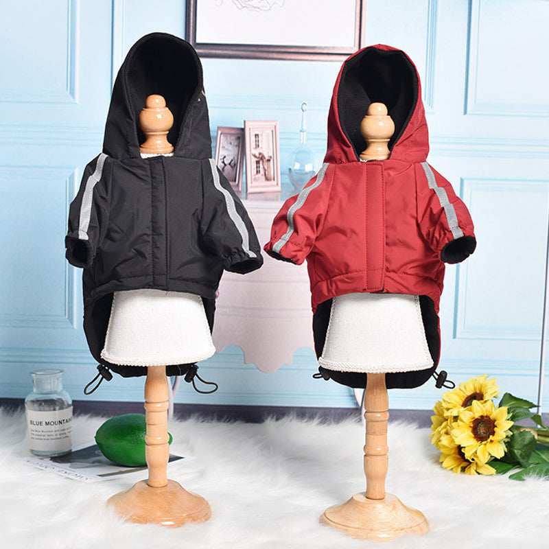 Waterproof Hooded Dog Jacket with Reflective Trim