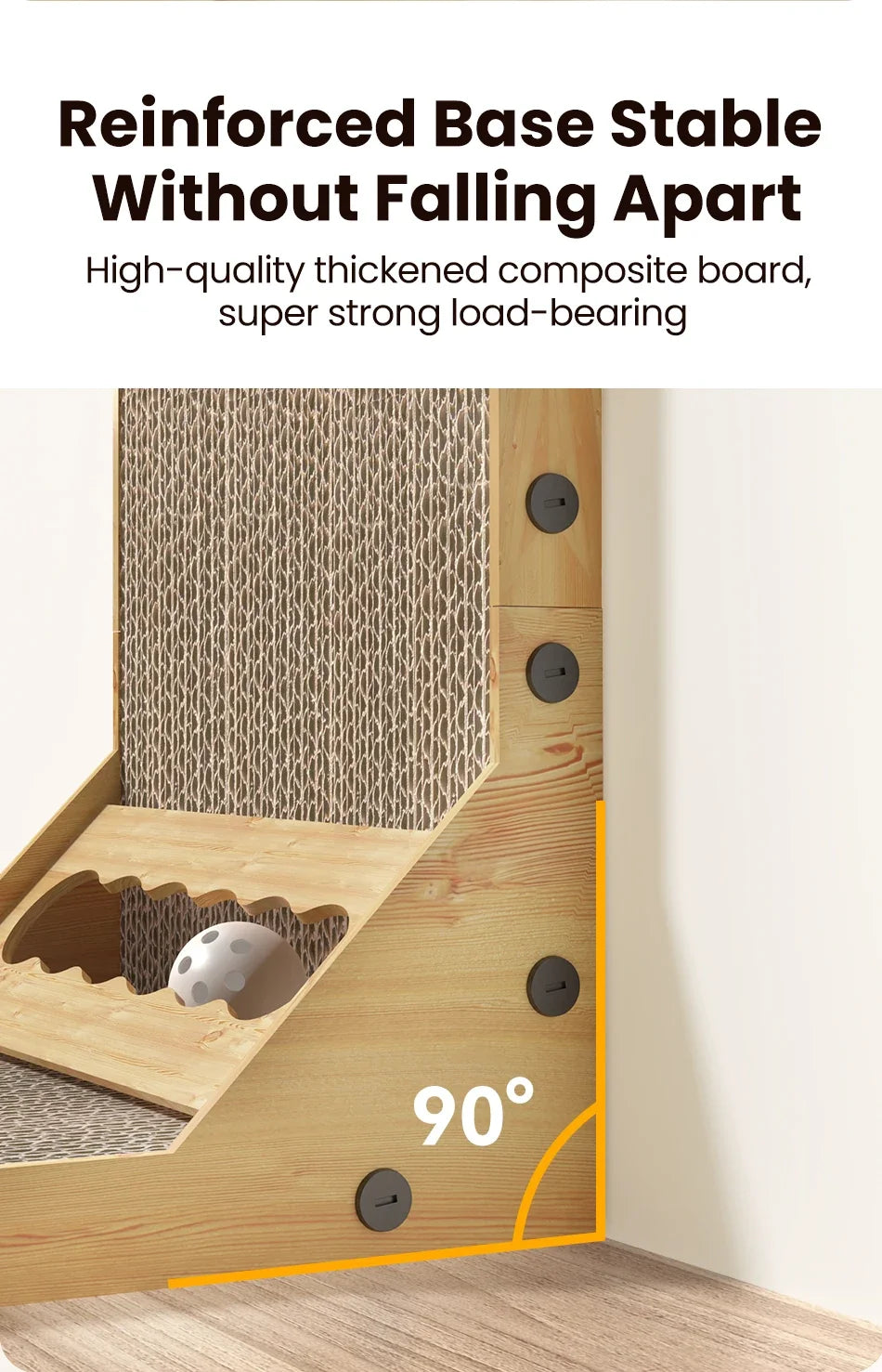 L-Shaped Cat Scratching Board with Claw Grinding Surface and Furniture Protection