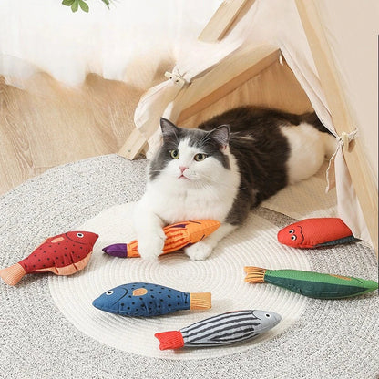 Interactive Plush Fish Cat Toy