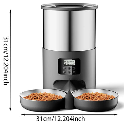 4L Automatic Pet Feeder – Stainless Steel Food Dispenser with WiFi App or Button Control