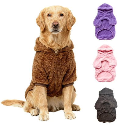 Plush Fleece Dog Hoodie | Soft Warm Winter Outdoor Coat for Medium & Large Dogs