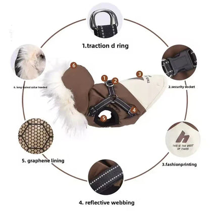 Fleece Hooded Dog Jacket – Warm Plush Winter Coat for Dogs & Cats