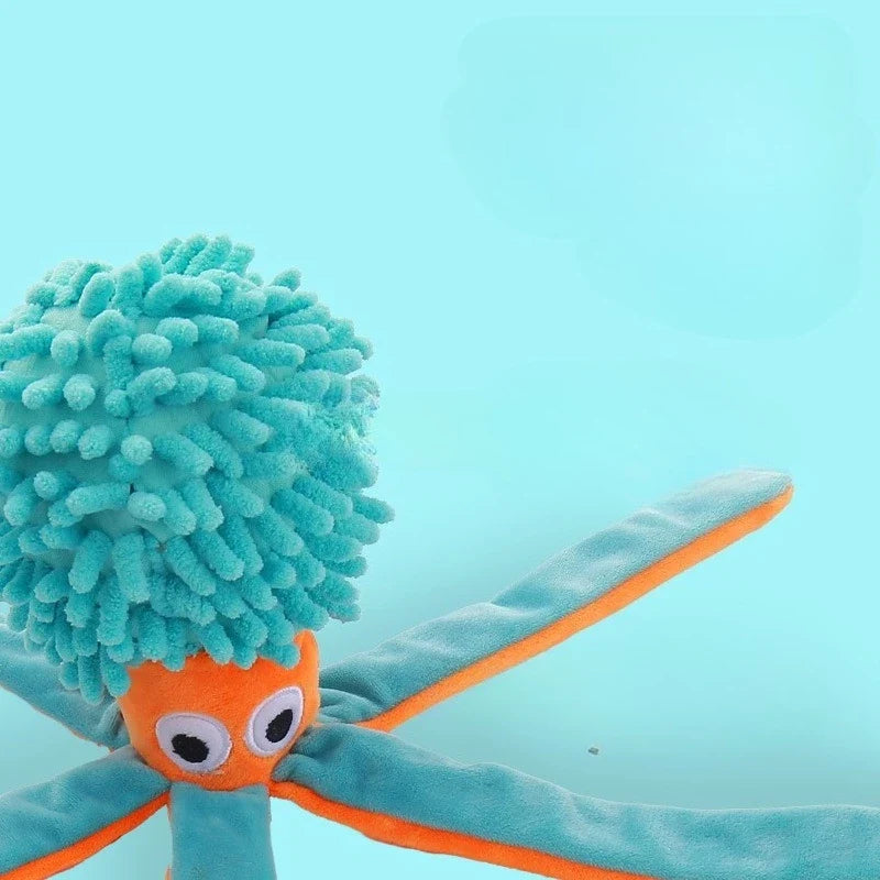 Velvet Sea Creature Plush Dog Toy - Squeaky Chew Toy for Small Dogs