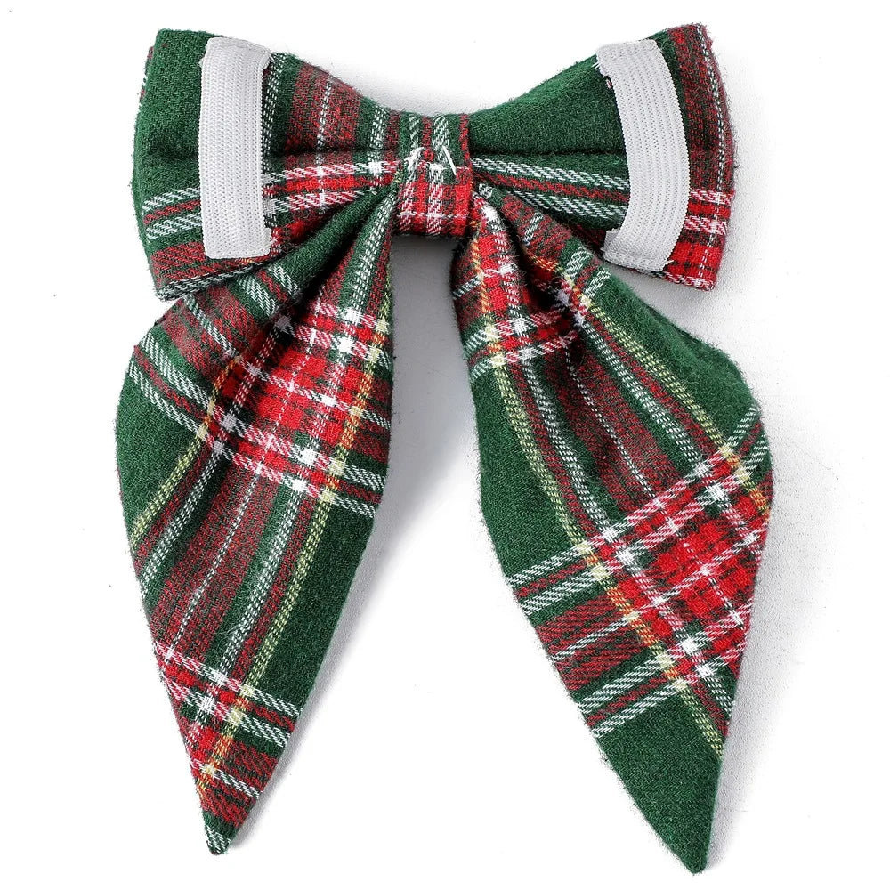 Christmas Dog Collar with Snowflake Bow - Festive Cotton Collar for Dogs and Cats