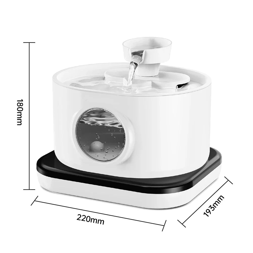 Wireless Pet Water Fountain with Filtration - 2.8L Silent Rechargeable Dispenser