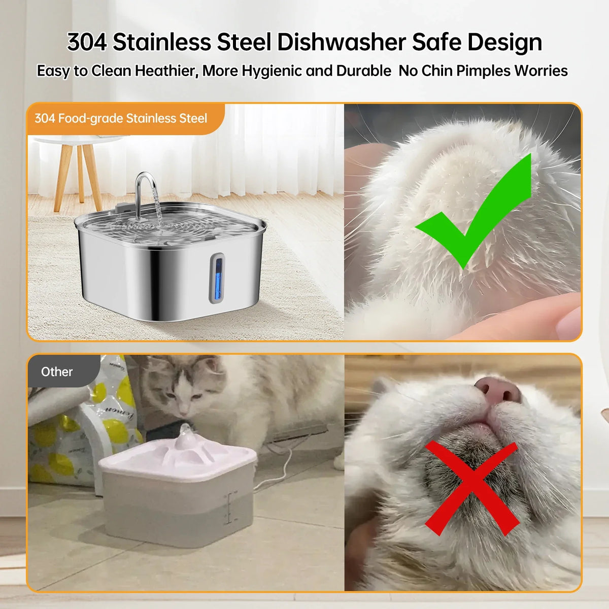 7L Stainless Steel Pet Water Fountain — Large Capacity Dispenser for Multiple Cats & Dogs
