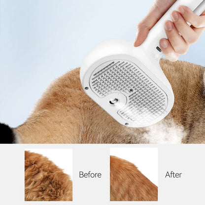 Steam Comb Pet Hair Brush — Electric Grooming Brush for Cats & Dogs