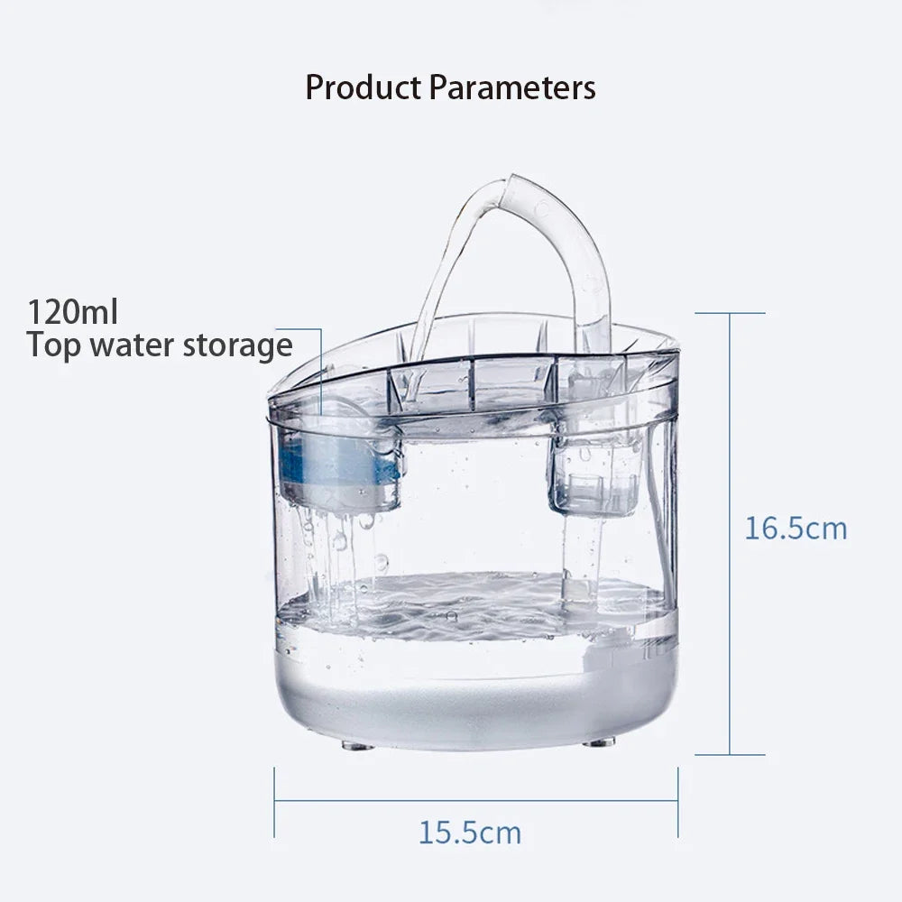 2L Motion-Sensor Pet Water Fountain with Activated Carbon Filter — USB Powered