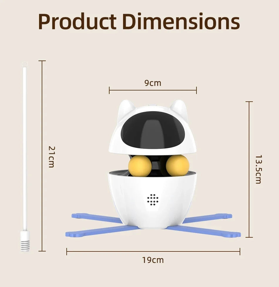 3-in-1 Smart Cat Toy with 360° Laser & 3 Replacement Feather Teasers