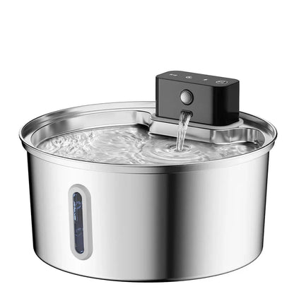 Smart Wireless Charging Pet Water Fountain with Sensor - 3.2L Stainless Steel