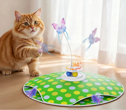3-in-1 Interactive Cat Toy — Hide & Seek, Feather Chaser & Track Ball