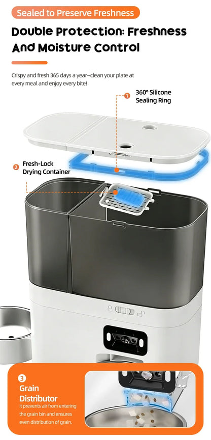5L+3L Smart Automatic Pet Feeder with WiFi, Camera & Water Dispenser