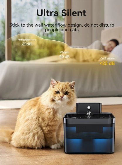 Smart Pet Water Fountain 2.2L - Wireless Automatic Dispenser with Infrared Sensor