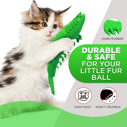 Interactive Cat Toothbrush Chew Toy - Durable Rubber Dental Care and Treat Dispenser