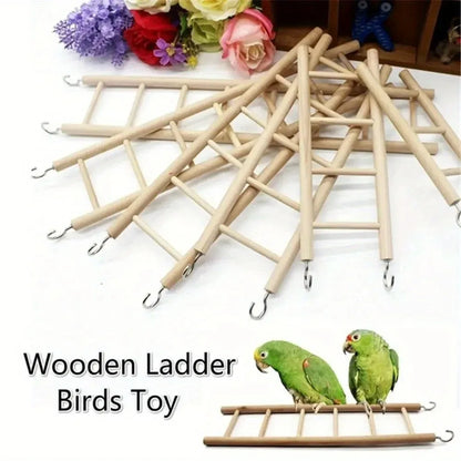 Natural Pine Wood Hanging Ladder Perch for Birds, Parrots & Hamsters
