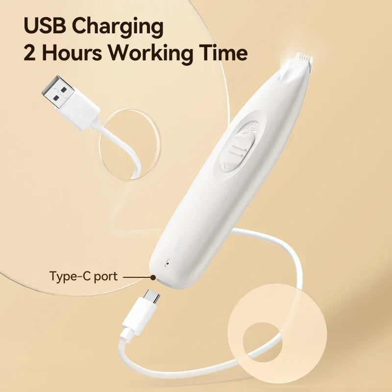 Professional Electric Pet Clipper with LED Light and Rechargeable Battery