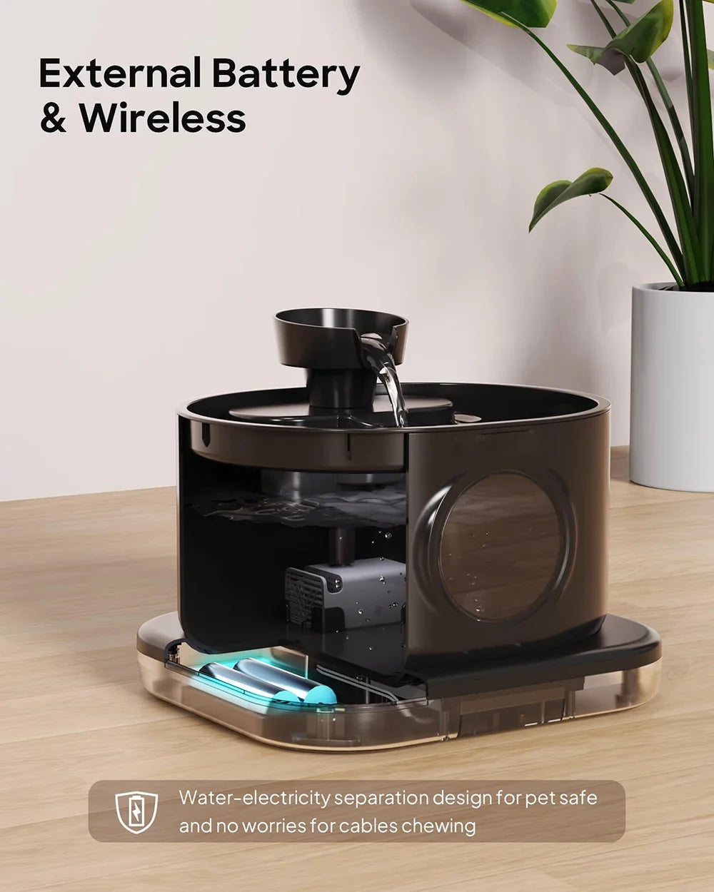 Wireless Pet Water Fountain with Filtration - 2.8L Silent Rechargeable Dispenser