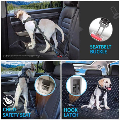 Adjustable Reflective Dog Car Seat Belt Safety Leash