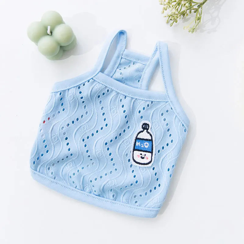 Solid Cotton Dog Vest - Breathable Summer Clothing for Small Dogs
