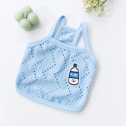 Solid Cotton Dog Vest - Breathable Summer Clothing for Small Dogs