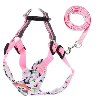 Adjustable Dog Harness & Leash Set with Reflective Strips