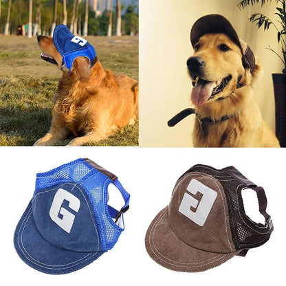 Dog Baseball Cap with Ear Holes - Adjustable Sunscreen Hat for Small and Large Dogs