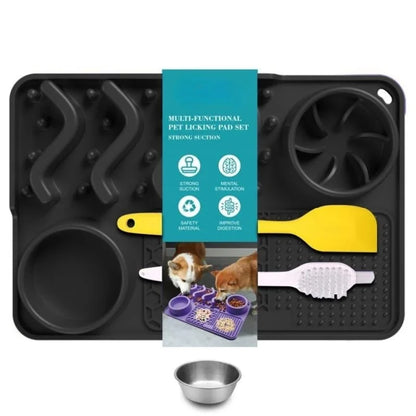 Slow Feeder Mat with Aluminium Bowl — Non-Toxic Silicone Anxiety & Boredom Relief for Dogs & Cats