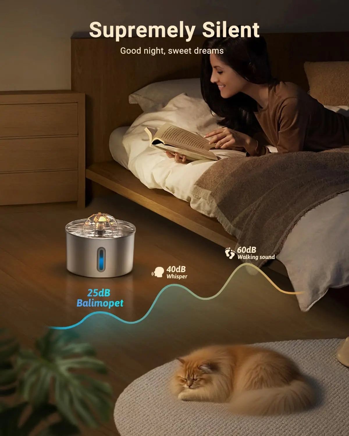 2.2L Stainless Steel Pet Water Fountain — Dual Outlet Mode & Flower Fountain Design