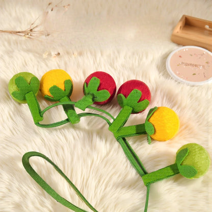 Tomato & Persimmon Teaser Wand Cat Toy with Bell