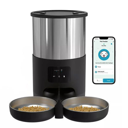 4L Automatic Pet Feeder – Stainless Steel Food Dispenser with WiFi App or Button Control