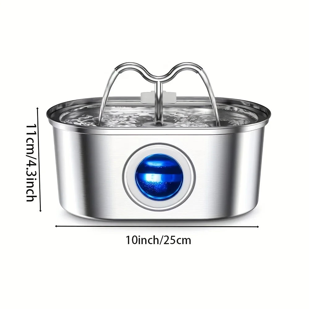 3.2L Stainless Steel Smart Pet Water Fountain with Visual Water Level Window