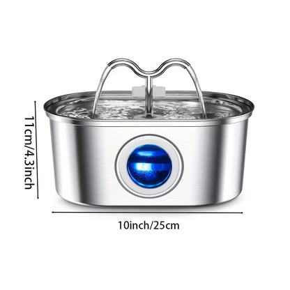3.2L Stainless Steel Smart Pet Water Fountain with Visual Water Level Window